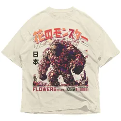 Japan Floral Monster Yokai Animal Streetwear Unisex Shirt