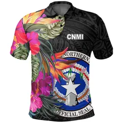 Northern Mariana Islands Polo Shirt - Saipan Hibiscus Polynesian Pattern