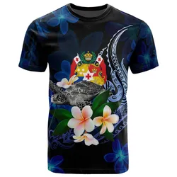Tonga Polynesian T-Shirt - Turtle With Plumeria Flowers