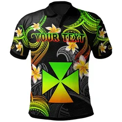 Wallis and Futuna Polo Shirt - Custom Personalised Polynesian Waves with Plumeria Flowers (Reggae)