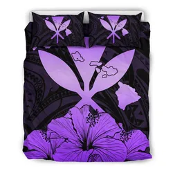 FamilyGater Bedding Set - Cover and Pillow Cases Hawaiian Kanaka Hibiscus Polynesian Love Violet J1
