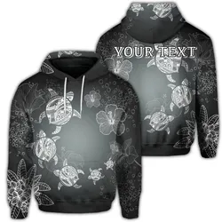 (Personalised) Hawaiian Plumeria Hibiscus Turtle Under Sea Polynesian Hoodie White AH
