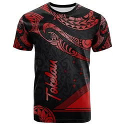 Tokelau Polynesian T shirt - Poly Tattoo Red Version