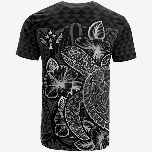 Kosrae T Shirt - Kosrae Flag Turtle Hibiscus Black