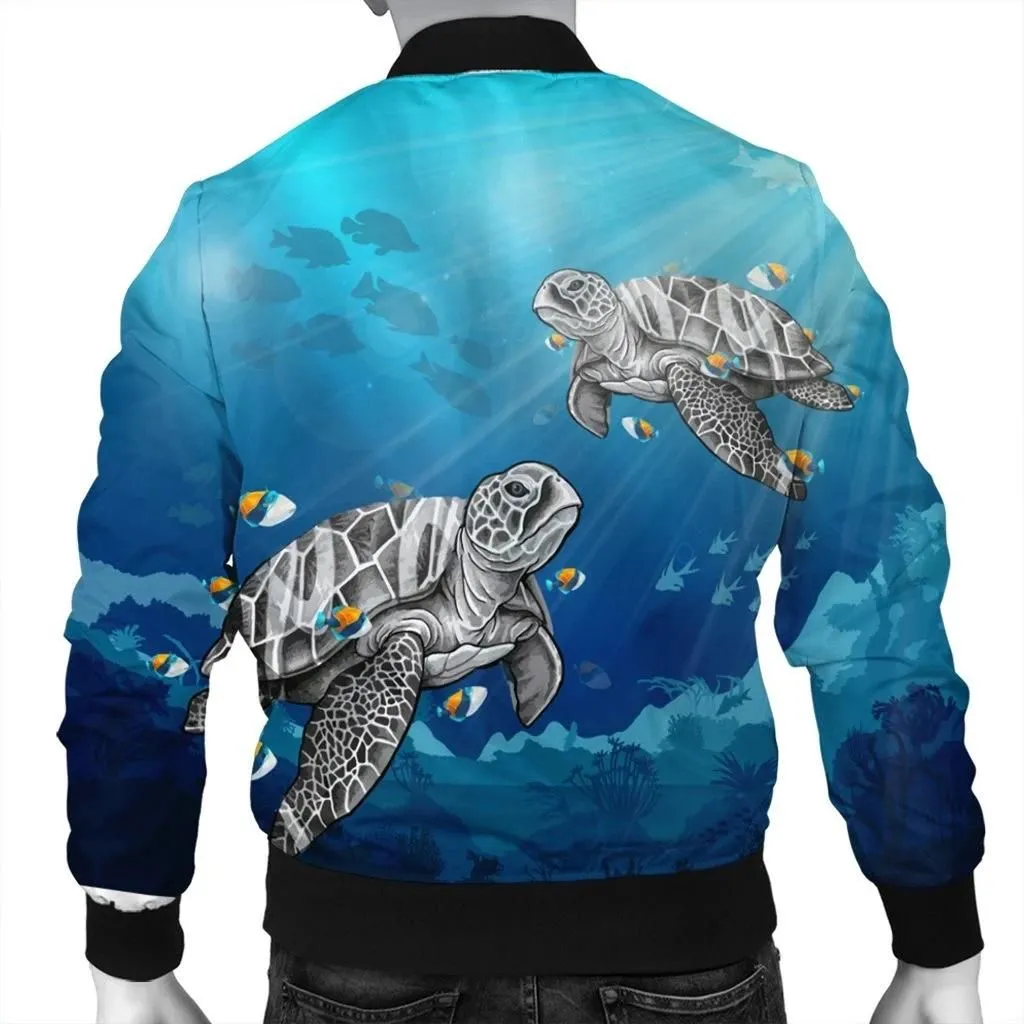 Alohawaii Jacket - Hawaiian Turtle Swim With Fish In The Ocean Polynesian Bomber Jacket - AH - JR