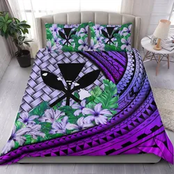 Kanaka Maoli (Hawaiian) - Bedding Set Lauhala Polynesian Hibiscus Purple