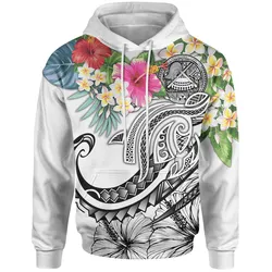 Polynesianmerican Samoa Hoodie - Summer Plumeria White