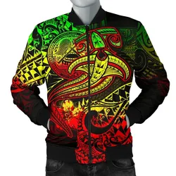 American Samoa Men's Bomber Jacket - Reggae Shark Polynesian Tattoo - BN18