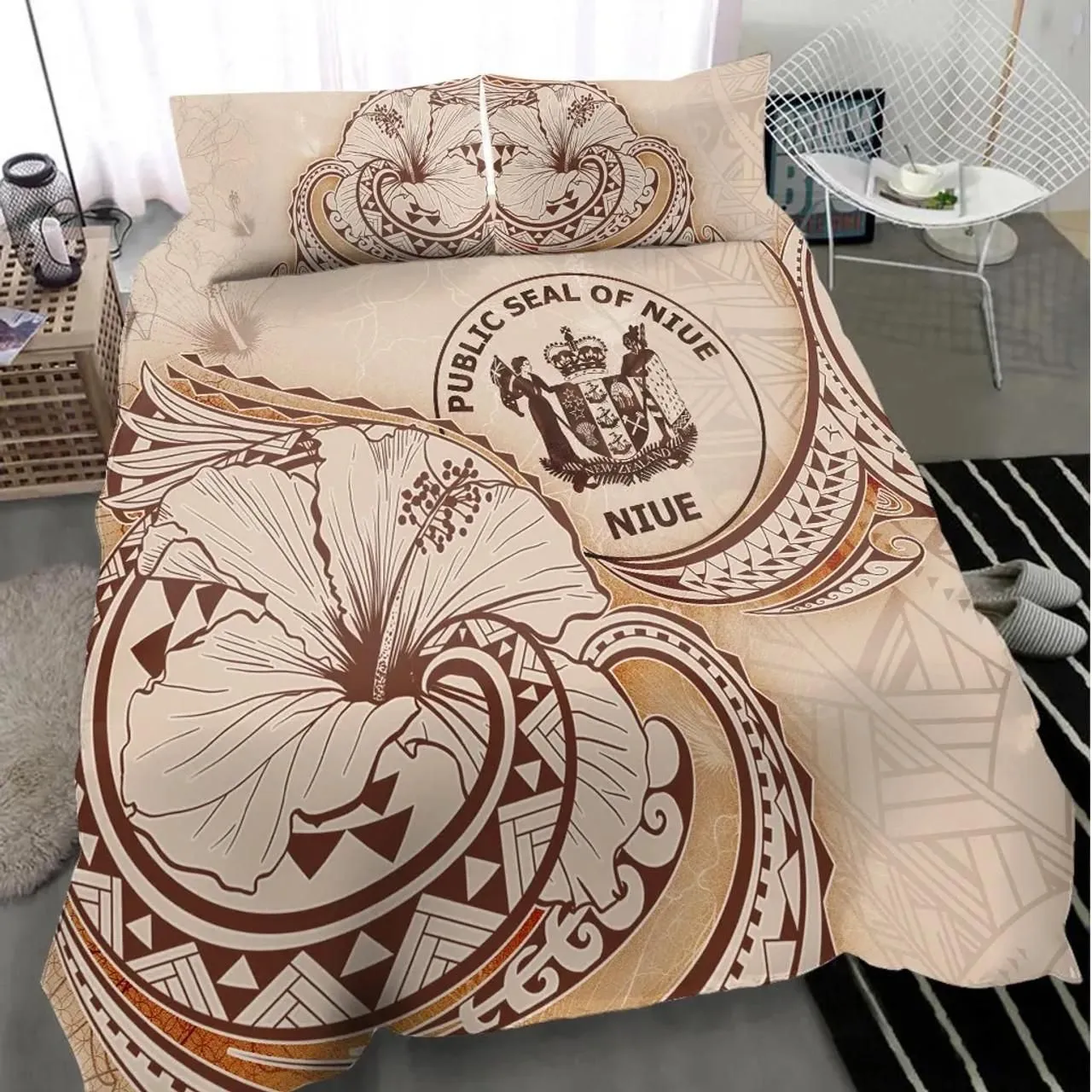 Niue Bedding Set - Hibiscus Flower Vintage Style