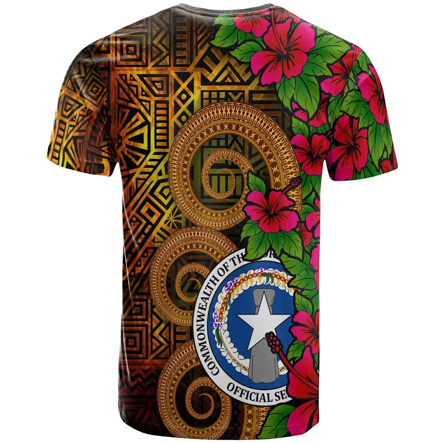 Northern Mariana Islands Polynesian Custom Personalised T-Shirt - Hibiscus Vintage - BN12