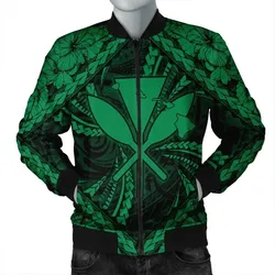 Alohawaii Jacket - Hawaiian Map Kanaka Hibiscus Green Polynesian Bomber Jacket - AH - JR