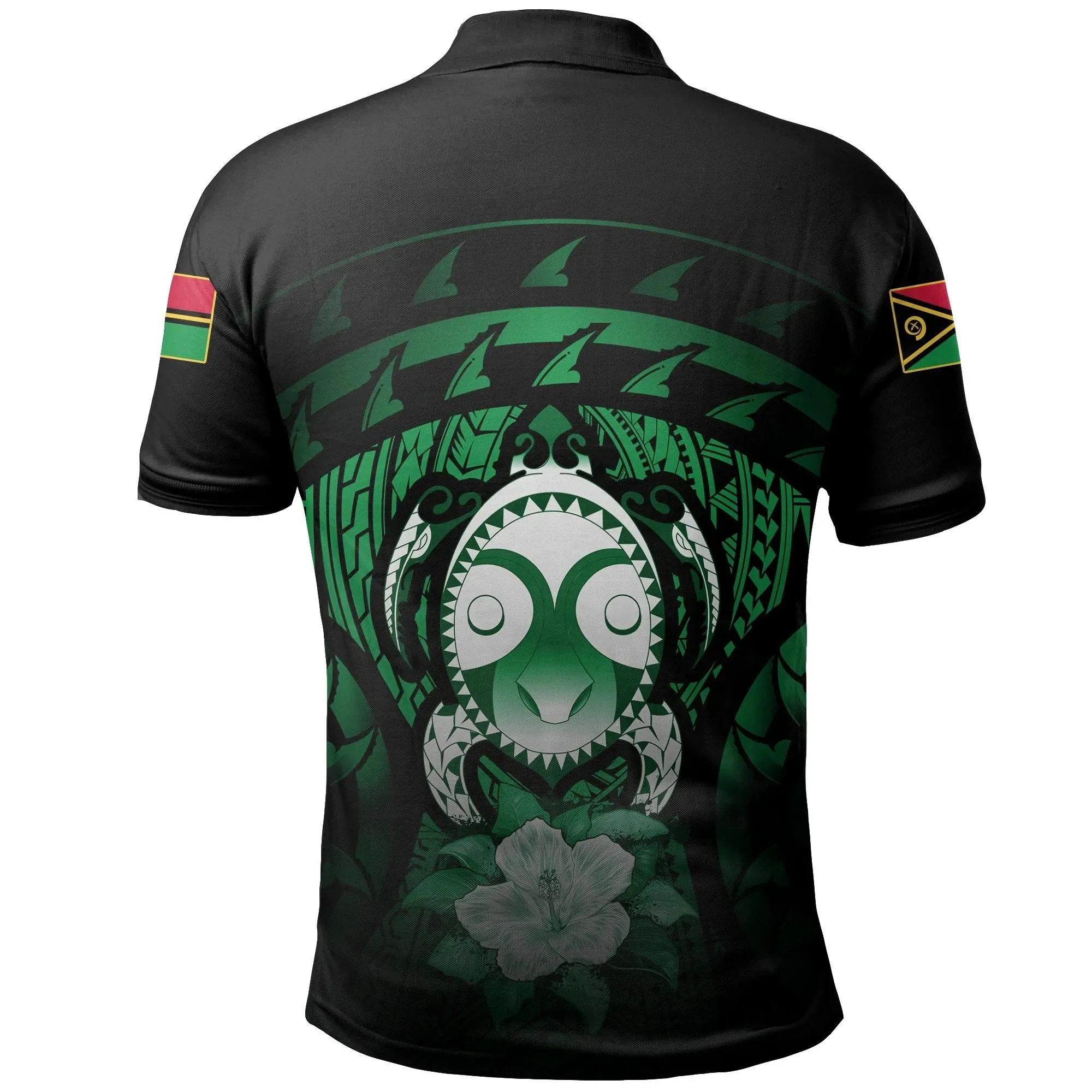 Alohawaii Shirt - Polo Shirt Vanuatu Turtle Hibiscus (Green) A02