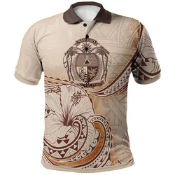 Nauru Polo Shirt - Hibiscus Flowers Vintage Style