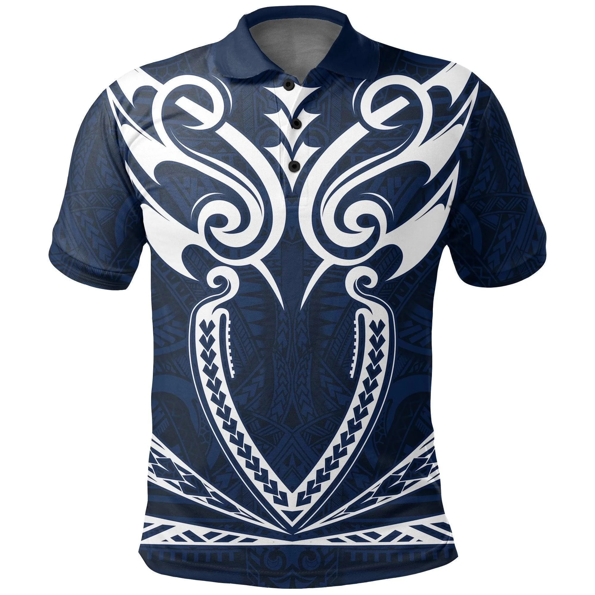 Hawaii Kanaka Polynesian Football Jersey Polo Shirt - Blue - Bernice
