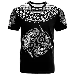 Polynesian T-Shirt - Polynesian Shark Tattoo White Black Color - BN20