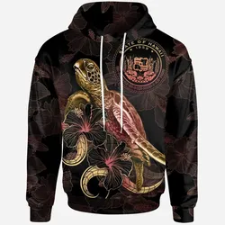 Hawaii Polynesian Hoodie - Turtle With Blooming Hibiscus Gold - BN22