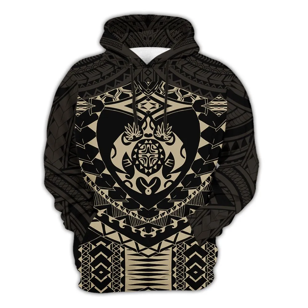 Polynesian Tattoo Turtle Zip Hoodie K5