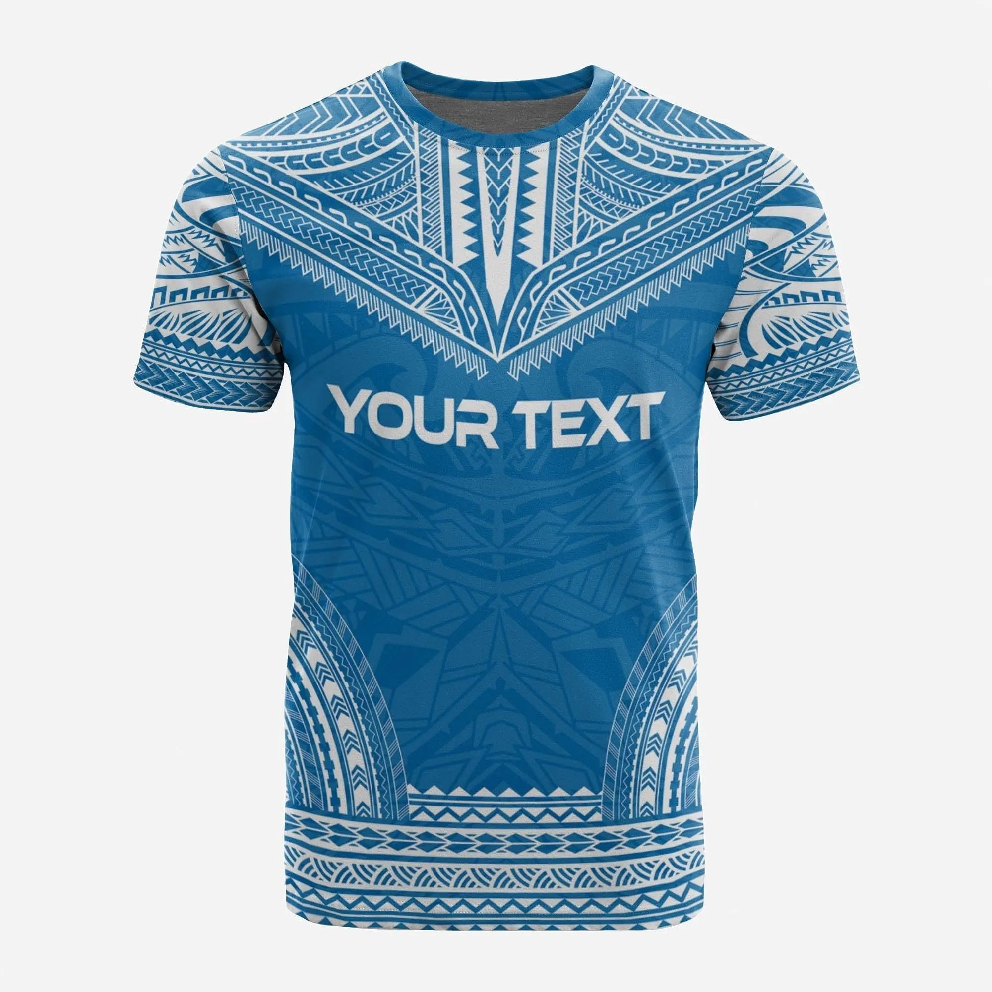 Yap Custom Personalised T shirt - Yap Flag Polynesian Chief Tattoo Blue Version