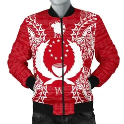 Pohnpei Polynesian Mens Bomber Jacket Map Red White