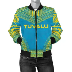 Alohawaii Jacket - Bomber Jacket Tuvalu Flag Polynesian Chief - Bn10