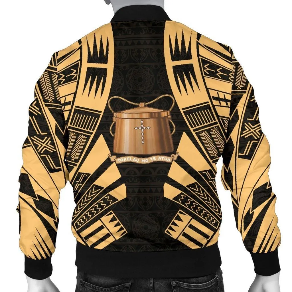 Tokelau Men Bomber Jackets - Polynesian Tattoo Gold