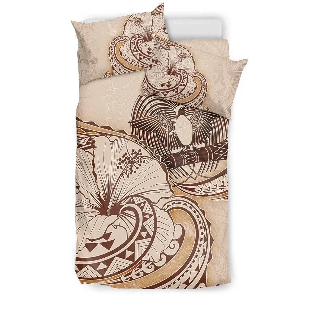 Papua New Guinea Bedding Set - Hibiscus Flower Vintage Style