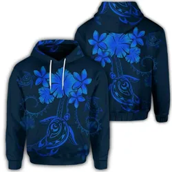 Alohawaii Hoodie - Hawaiian Turtles Hibiscus Plumeria Polynesian Hoodie - Blue - AH - J4R