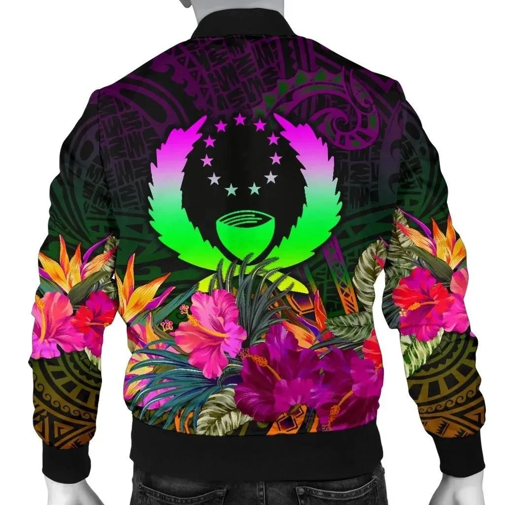 Pohnpei Men's Bomber jacket - Summer Hibiscus - BN15