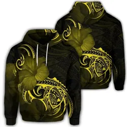 Alohawaii Hoodie - Hawaiian Map Turtle Hibiscus Divise Polynesian Hoodie Yellow - AH - JR