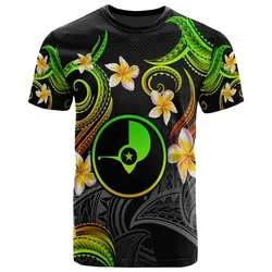 Yap T-shirt - Custom Personalised Polynesian Waves with Plumeria Flowers (Reggae)