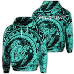 (Personalised) Hawaiian Kanaka Honu Map Hibiscus Globular Polynesian Turquoise Hoodie