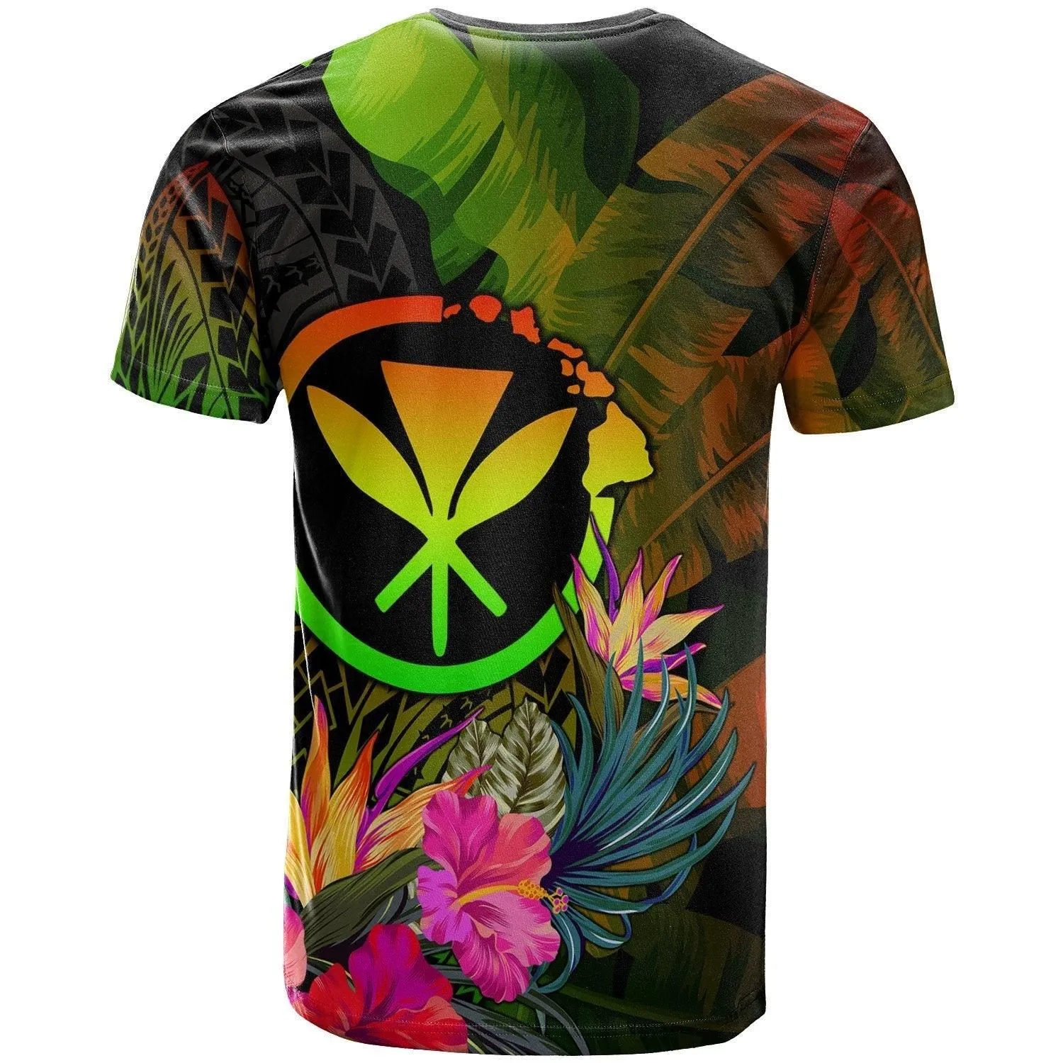 Polynesian Hawaii Kanaka Maoli Polynesian Personalised T shirt - Hibiscus and Banana Leaves