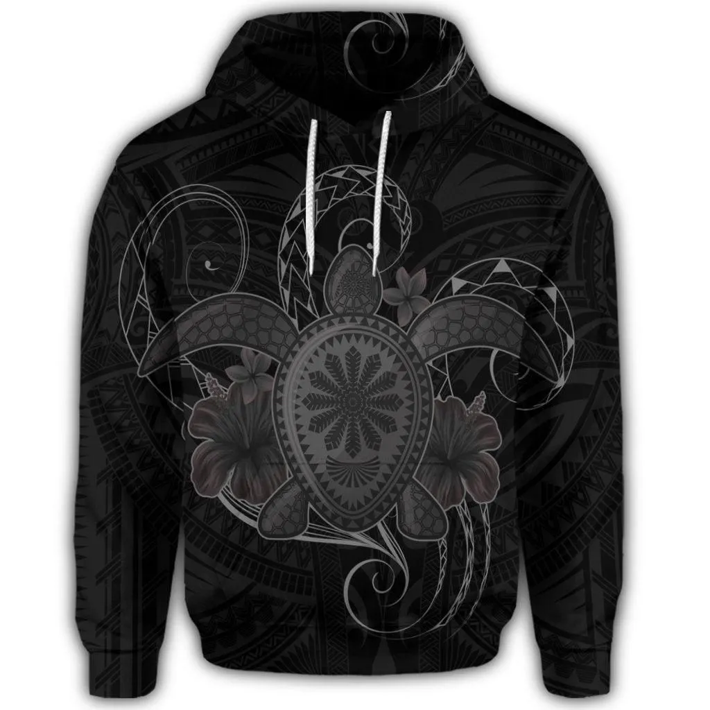 Hawaiian Turtle Hibiscus Polynesian Hoodie - Full Style - Gray