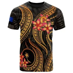 Chuuk Micronesian T Shirt - Gold Plumeria