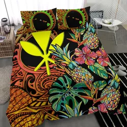 Polynesian Hawaii Bedding Set - Pineapple Hibiscus