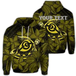 (Personalised) Hawaiian Turtle Hibiscus Plumeria Kanaka Polynesian Hoodie Yellow - Soft Style - AH