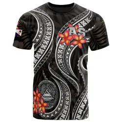 American Samoa Polynesian T Shirt - Black Plumeria