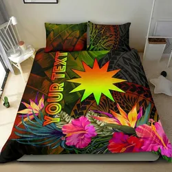 Nauru Polynesian Personalised Bedding Set -  Hibiscus and Banana Leaves - BN15