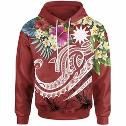 Nauru Polynesian Summer Plumeria Red Unique 3D Printed Sublimation Hoodie Hooded Sweatshirt Comfy Soft And Warm For Men Women S to 5XL CTC16012407