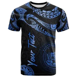 Hawaii Polynesian Custom Personalised T-Shirt - Poly Tattoo Blue Version
