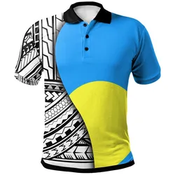 Palau Polo Shirt - Coat Of Arm and Polynesian Patterns