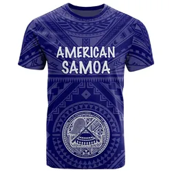 American Samoa T Shirt - Seal In Polynesian Tattoo Style ( Blue)