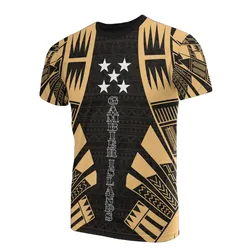 Gambier Islands T-Shirt - Gambier Islands Flag Polynesian Tattoo Gold Style