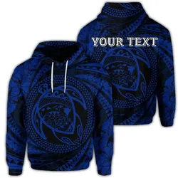 Alohawaii Hoodie - (Personalised) Hawaiian Kanaka Honu Hibiscus Tornando Polynesian Blue Hoodie - AH - JR