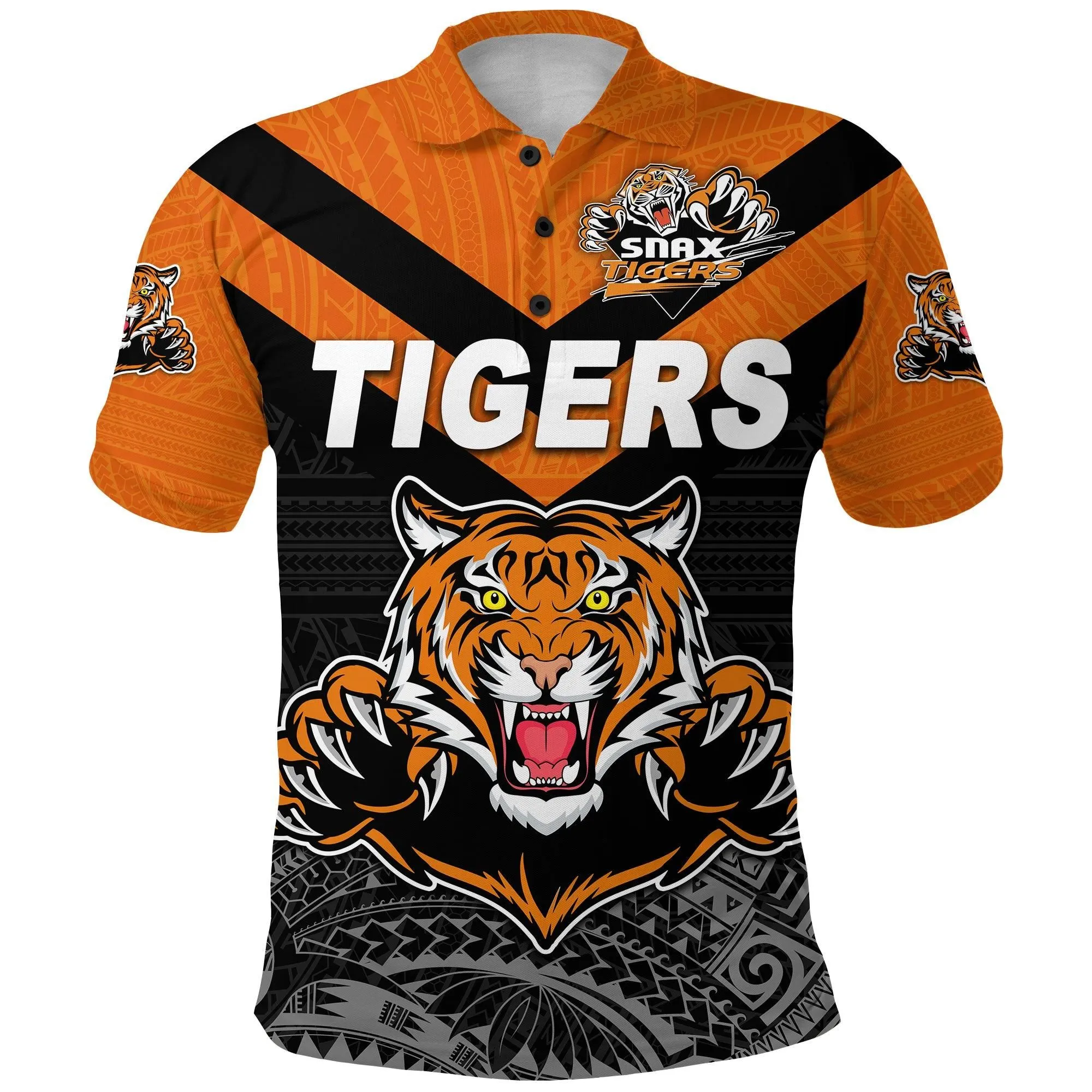 Papua New Guinea Lae Snax Tigers Polo Shirt Rugby Original Style - Black LT8