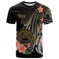 American Samoa Personalised Custom T Shirt - GoldPolynesian Hibiscus Pattern Style