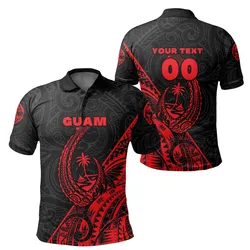 (Custom Personalised) Guam Rugby Polo Shirt Polynesian Patterns Style - Red LT16
