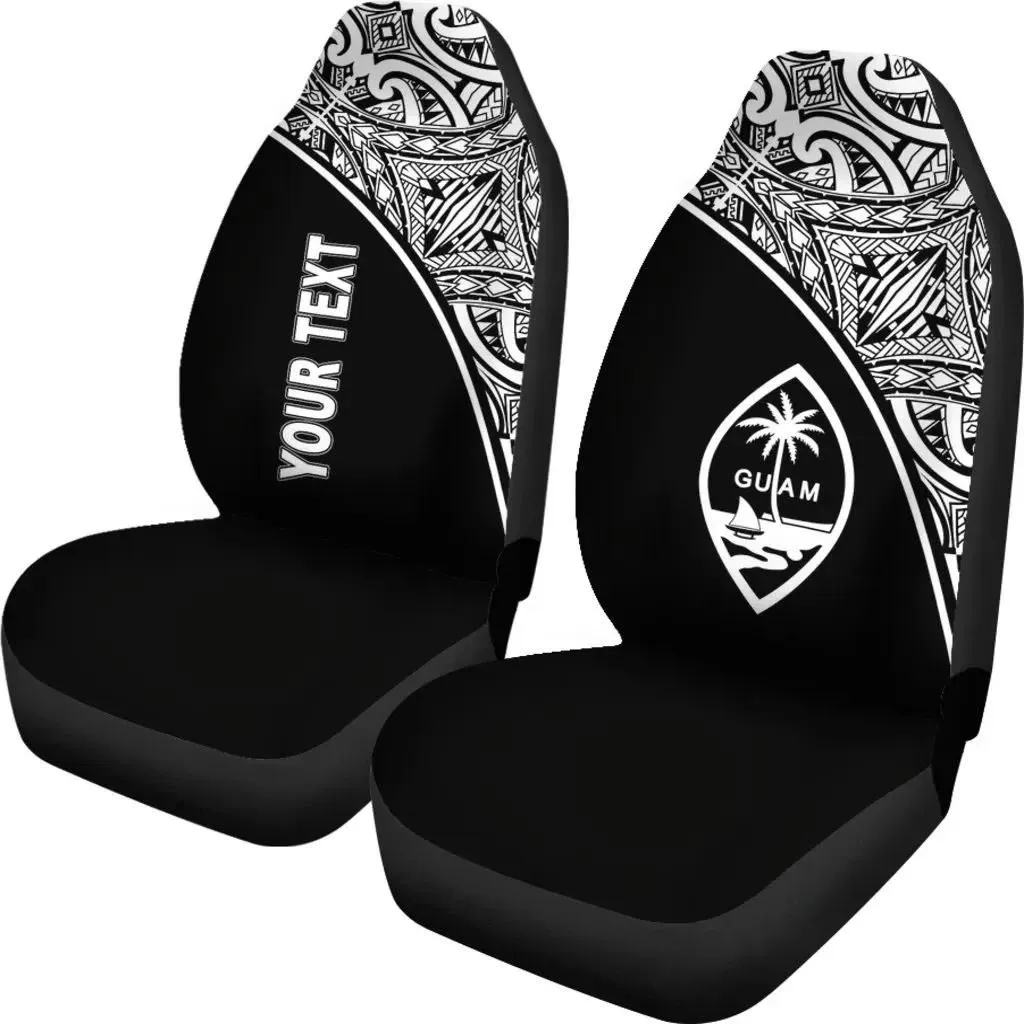 Guam Polynesian Custom Personalised Car Seat Covers - Black Curve - BN12
