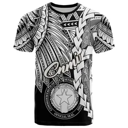 Northern Mariana Islands Polynesian T shirt - Tribal Wave Tattoo White