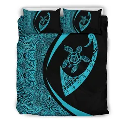 FamilyGater Bedding Set - Cover and Pillow Cases Hawaiian Turtle Fish Hook Hibiscus Polynesian - Circle Style - AH - J5